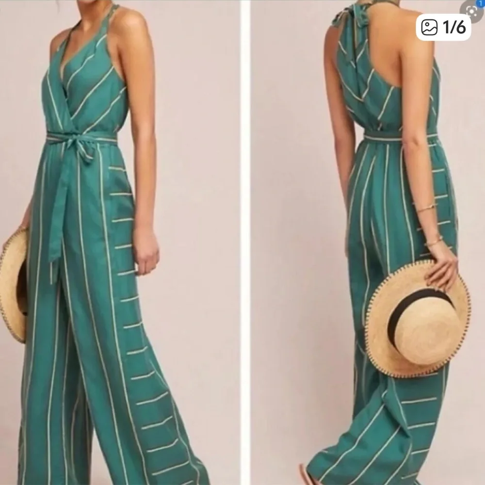 Ettitwa by Anthropologie Wide Leg Striped jumpsuit Size Medium - Picture 7 of 11